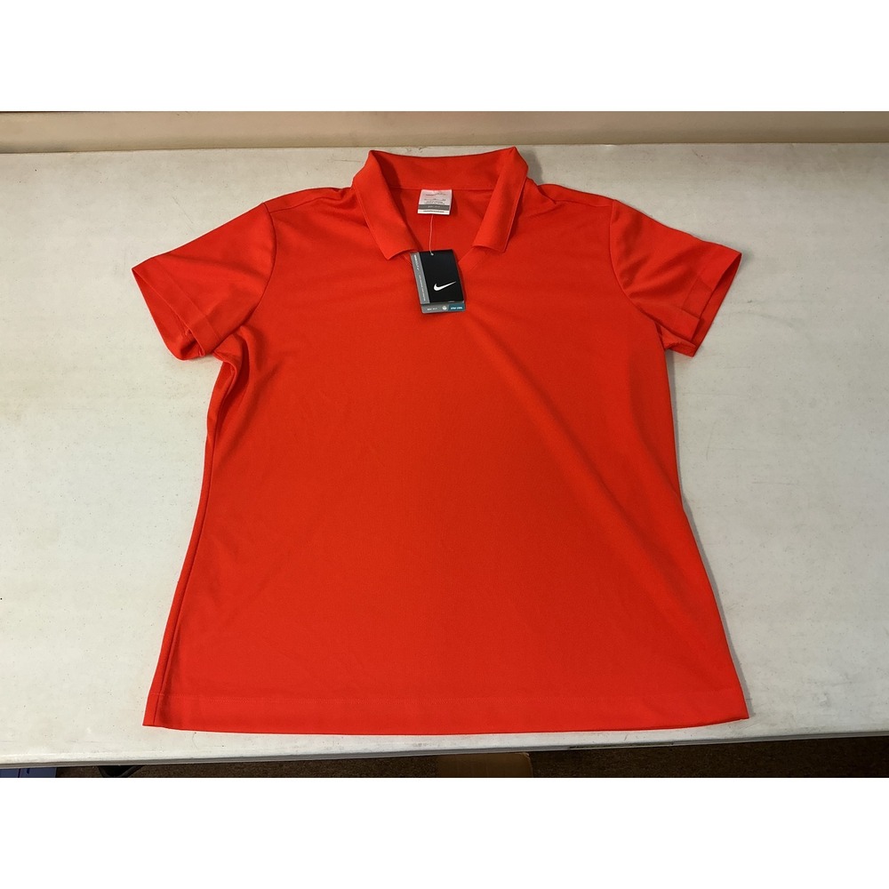 Nike Golf Womens XL Dri-FIT Short Sleeve Polo Shirt Orange V-Neck Activewear NEW